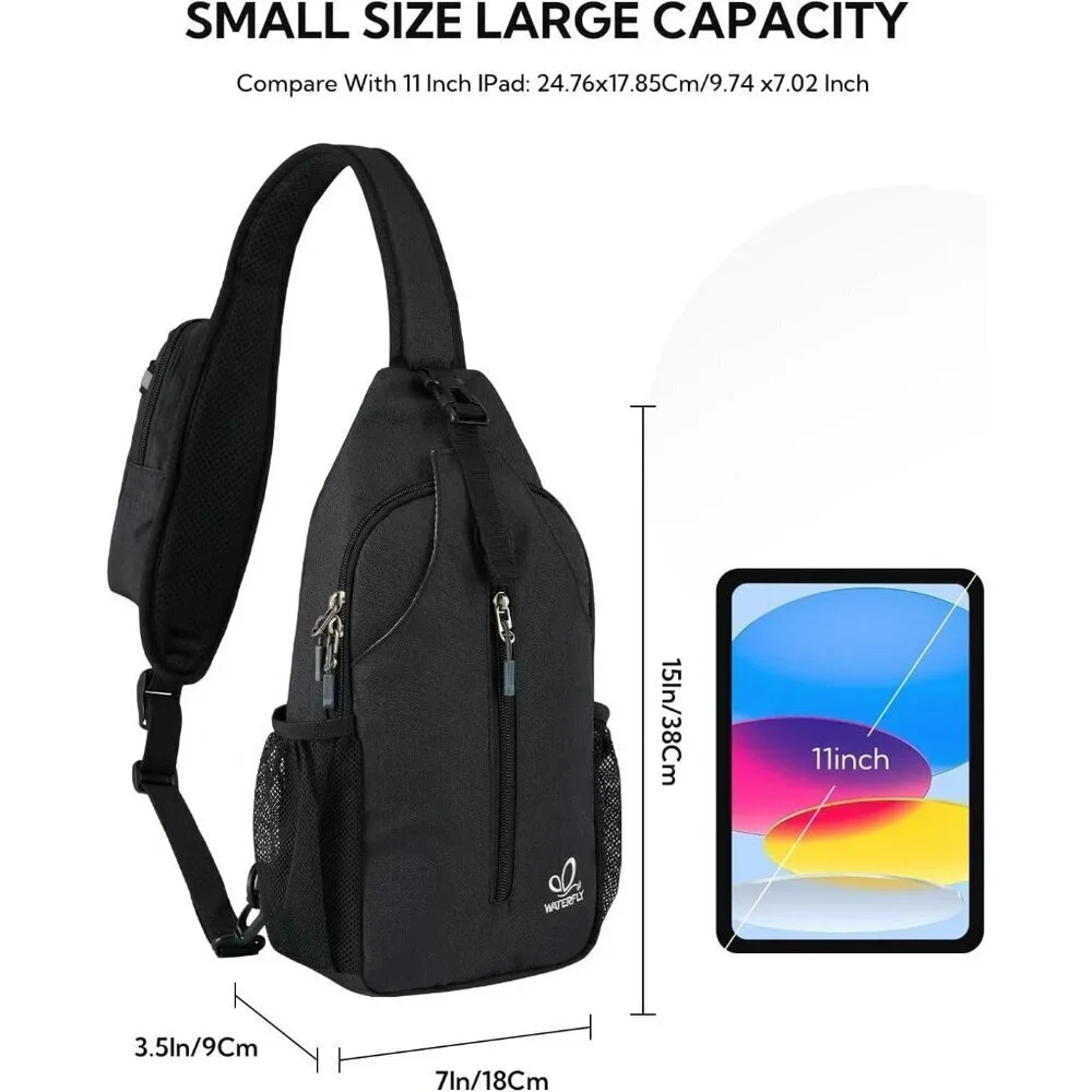 Men Rfid-black Crossbody Sling Backpack Sling Bag Travel Hiking Chest Daypack